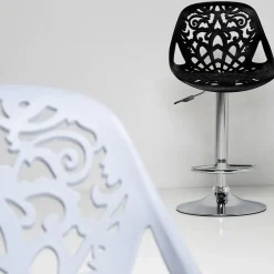 KARE24.se Barstol Ornament - Höj- och Sänkbar Krom/Vit - KARE Design Hot