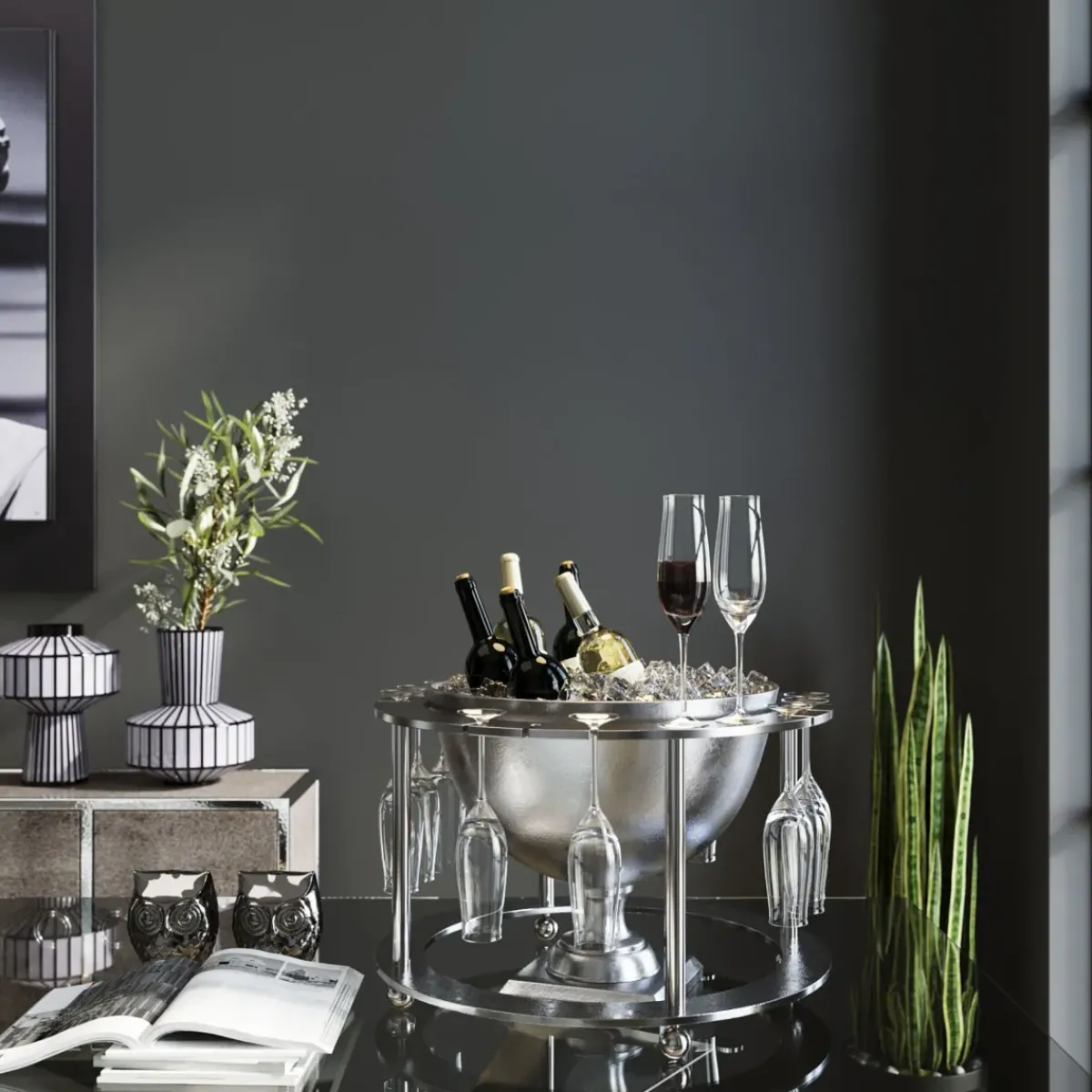 KARE24.se Champagnekylare Time - Stor Vinkylare med Hängen för 12 Glas, Ø61cm - KARE Design Clearance