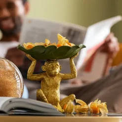 KARE24.se Dekorfigur Banana Leaf - Apa med Skål - KARE Design Outlet