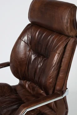 KARE24.se Kontorsstol Cigar Lounge - På Hjul Brunläder - KARE Design Clearance