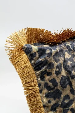 KARE24.se Kudde Leo med frans - Leopardmönster, 45x45cm - KARE Design Sale