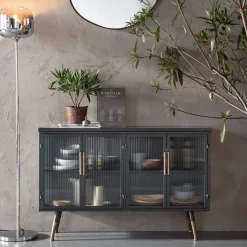 KARE24.se La Gomera - Sideboard Grafitgrå/Räfflat Glas, 75x120cm - KARE Design Hot