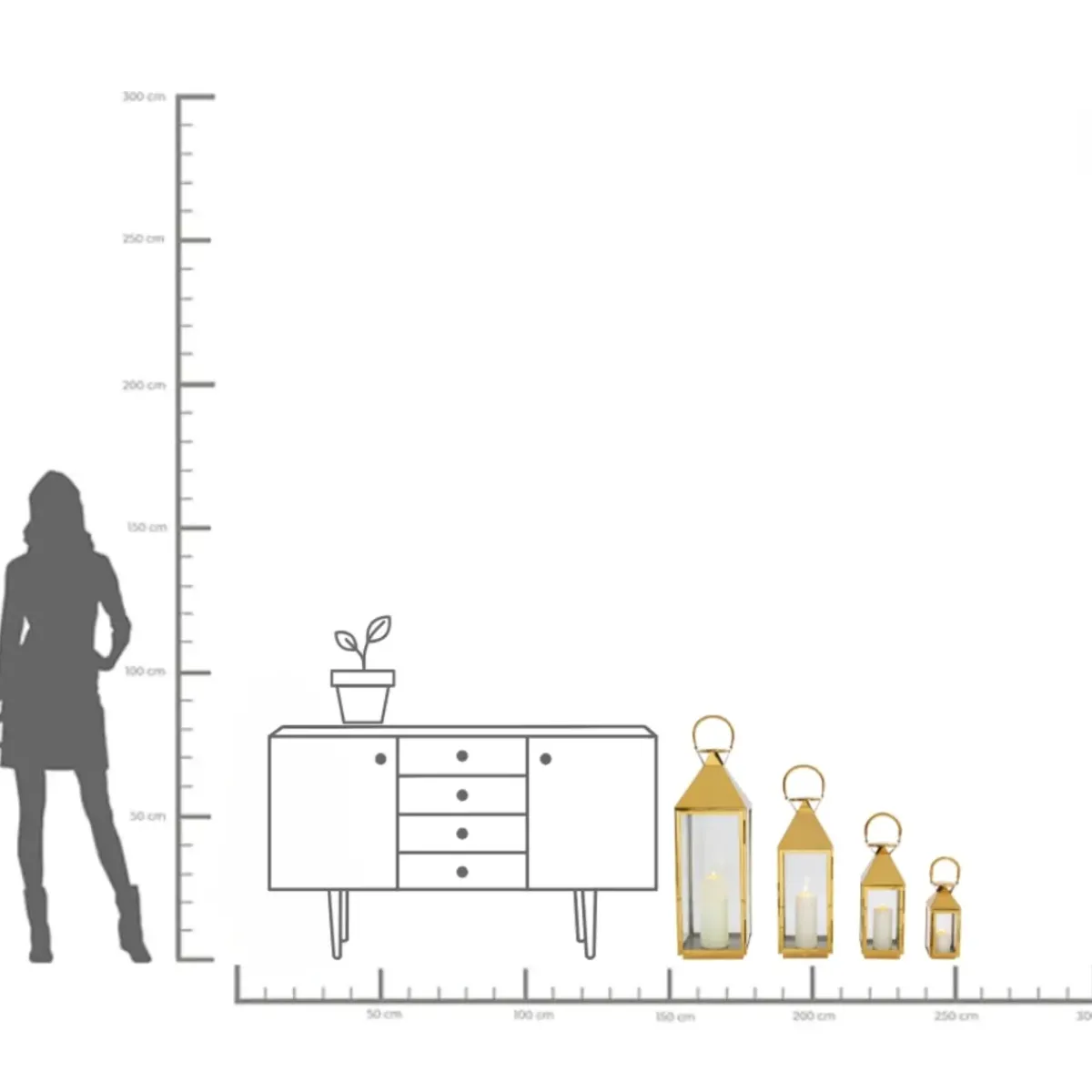 KARE24.se Lyktor Giardino - Guld Stål/Glas, 4 Set - KARE Design Outlet
