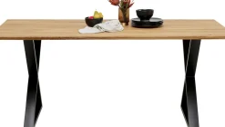 KARE24.se Matbord Symphony, 200x100cm - Massiv Ek/Svart Kryssben - KARE Design New