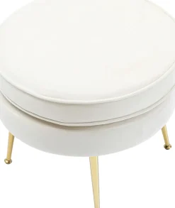 KARE24.se Pall Water Lily - Sittpuff i Vit Sammet, Ø50cm - KARE Design Outlet