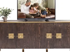 KARE24.se Sideboard Osaka - Mörkt Trä/Borstad Mässing, 4 Dörrar - KARE Design New