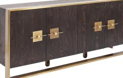 KARE24.se Sideboard Osaka - Mörkt Trä/Borstad Mässing, 4 Dörrar - KARE Design New