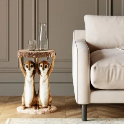 KARE24.se Sidobord Animal Meerkat Sisters - Syrikat, Ø33cm - KARE Design Best