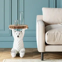 KARE24.se Sidobord Animal Polar Bear - Bord med Isbjörn, Ø37cm - KARE Design Discount