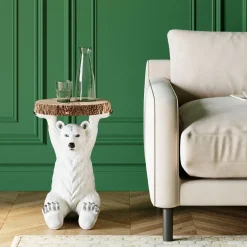 KARE24.se Sidobord Animal Polar Bear - Bord med Isbjörn, Ø37cm - KARE Design Discount