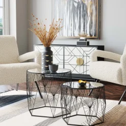 KARE24.se Sidobord Cobweb - Svart/Glas, Set med 2 Bord - KARE Design Sale
