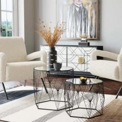 KARE24.se Sidobord Cobweb - Svart/Glas, Set med 2 Bord - KARE Design Sale