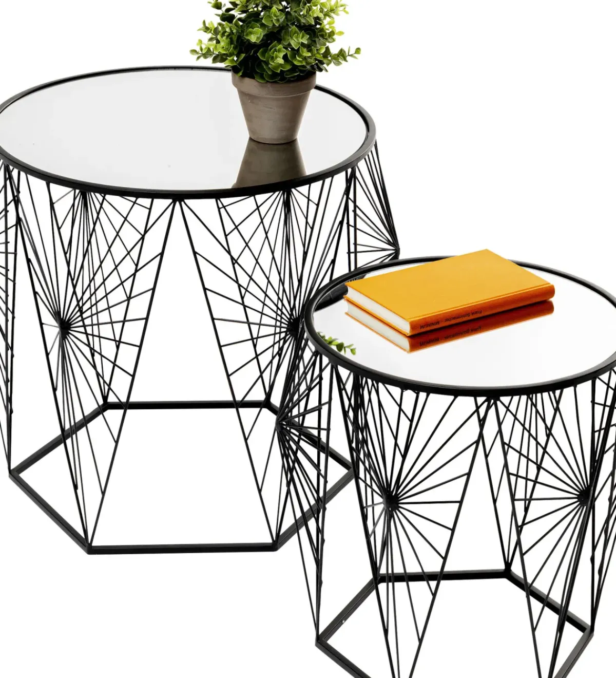 KARE24.se Sidobord Cobweb - Svart/Glas, Set med 2 Bord - KARE Design Sale