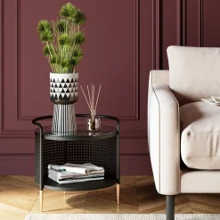 KARE24.se Sidobord Fence - Svart, Ø45cm - KARE Design Outlet
