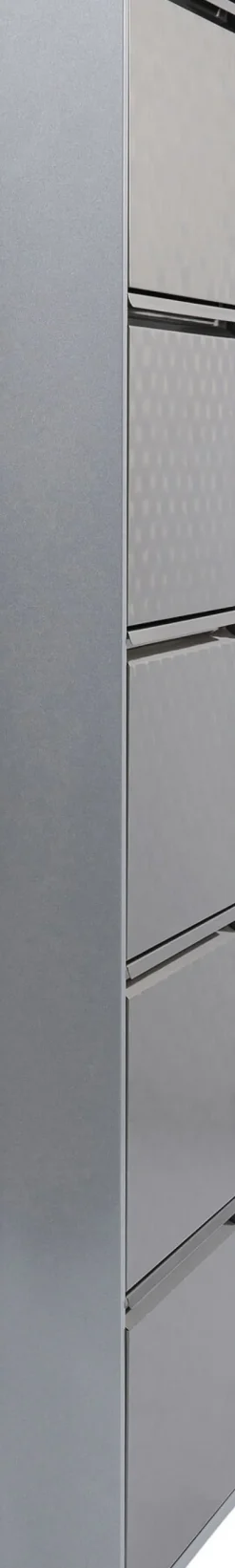 KARE24.se Skoskåp Caruso - Borstad Metall, 170x50cm - 5 Lådor - KARE Design Outlet