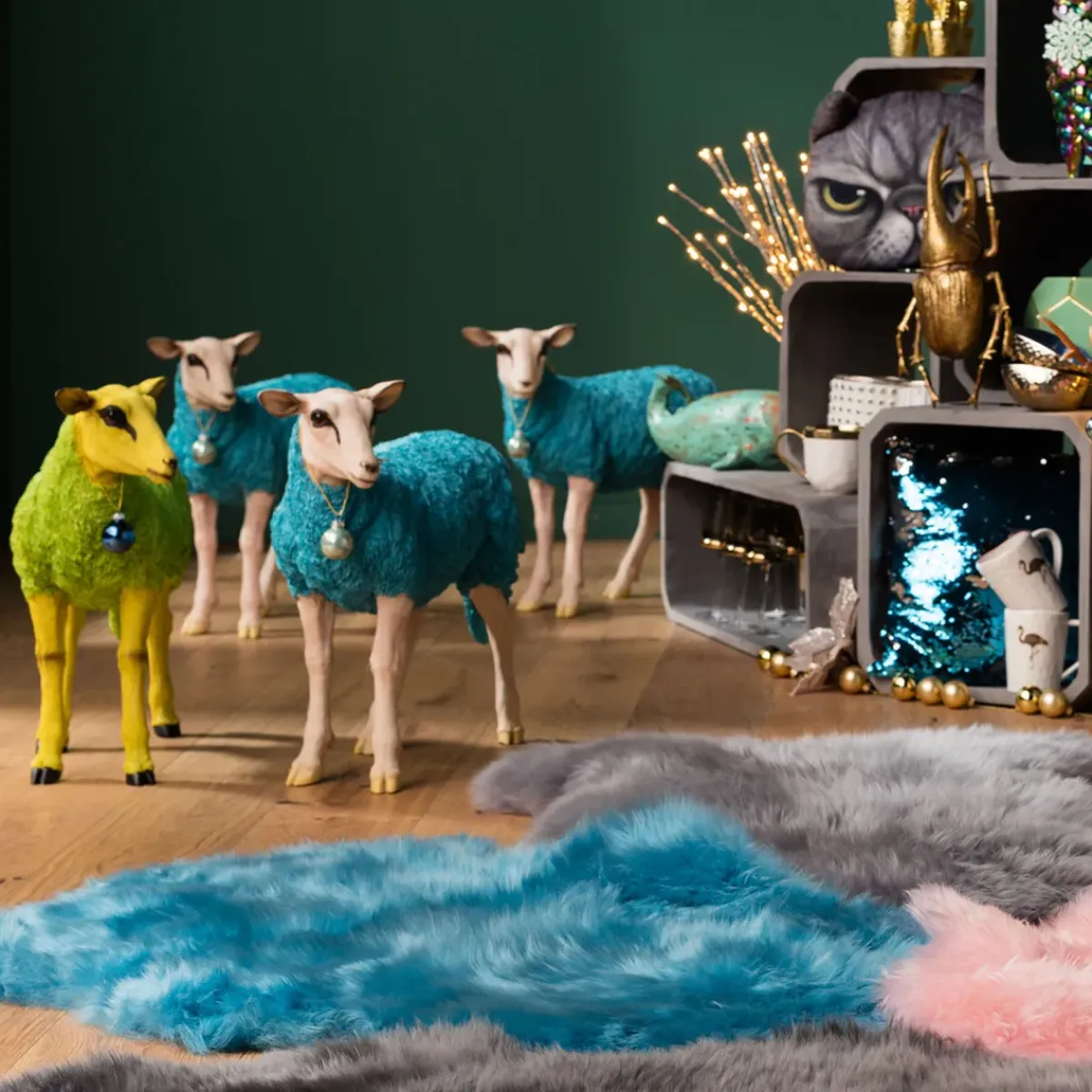 KARE24.se Skulptur Sheep Colore Grön, 60cm - KARE Design Best