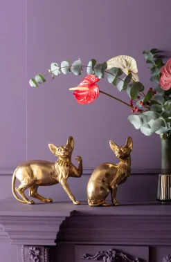 KARE24.se Skulptur Sitting Cat - Dekorfigur Guld Katt, 27cm - KARE Design Discount