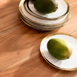 KARE24.se Tallrik Bell - Vit Porslin med guldkant, Ø25cm - KARE Design Sale
