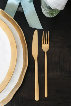 KARE24.se Tallrik Bell - Vit Porslin med guldkant, Ø25cm - KARE Design Sale