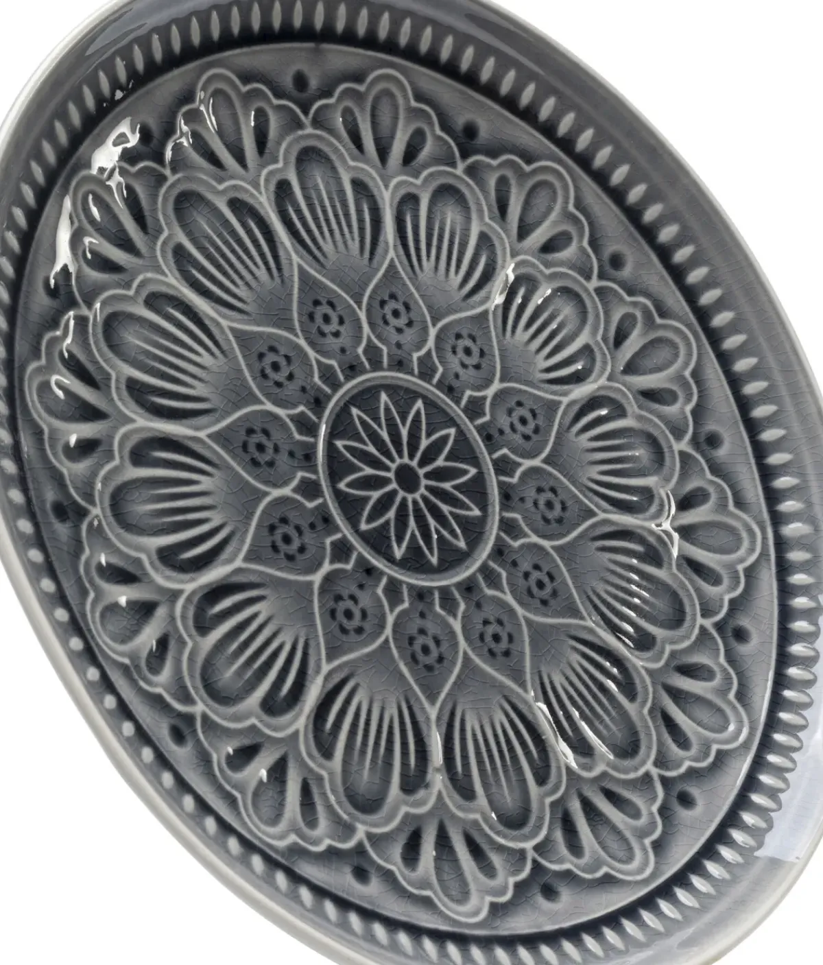 KARE24.se Tallrik Sicilia Mandala Grå Keramik, Ø27 - KARE Design