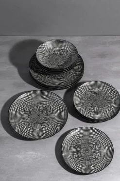 KARE24.se Tallriksset Tokyo - Svart Porslin, 12 delar - KARE Design