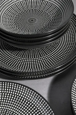 KARE24.se Tallriksset Tokyo - Svart Porslin, 12 delar - KARE Design
