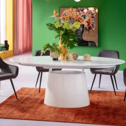 KARE24.se Utdragbart Bord Benvenuto - Ovalt Bord Vit, 200-250x110cm - KARE Design Discount