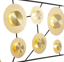 KARE24.se Vägglampa Disc - 6 Lampor i Ram Matt Guld/Svart, 110x185cm - KARE Design Sale