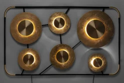 KARE24.se Vägglampa Disc - 6 Lampor i Ram Matt Guld/Svart, 110x185cm - KARE Design Sale