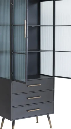 KARE24.se La Gomera - Högt Vitrinskåp Grafitgrå/Räfflat Glas, 180x72cm - KARE Design Discount