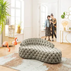KARE24.se Schäslong Santa Barbara, Beige Sammet, 162cm - KARE Design Best