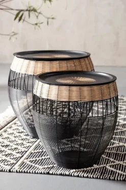 KARE24.se Sidobord African Drum - Set med 2 bord i Svart/Rotting - KARE Design