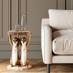 KARE24.se Sidobord Animal Meerkat Sisters - Syrikat, Ø33cm - KARE Design Best