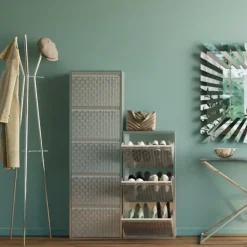 KARE24.se Skoskåp Caruso - Borstad Metall, 170x50cm - 5 Lådor - KARE Design Outlet