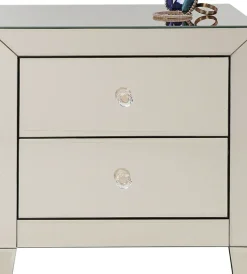 KARE24.se Sängbord Luxury - Byrå Champangefärgat Spegelglas, 2 Lådor - KARE Design