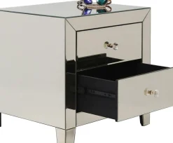 KARE24.se Sängbord Luxury - Byrå Champangefärgat Spegelglas, 2 Lådor - KARE Design
