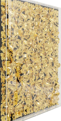 KARE24.se Tavla Flower Guld - 3D Blommor i Djup Plexiram, 80x80cm - KARE Design Outlet
