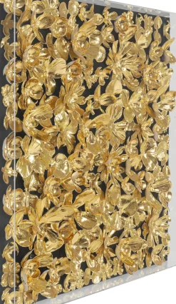 KARE24.se Tavla Flower Guld - 3D Blommor i Djup Plexiram, 60x60cm - KARE Design Sale